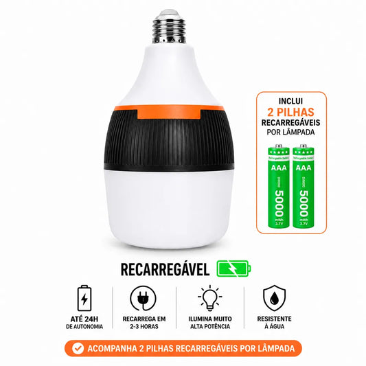 Kit Lâmpadas de Emergência Recarregáveis para Casa