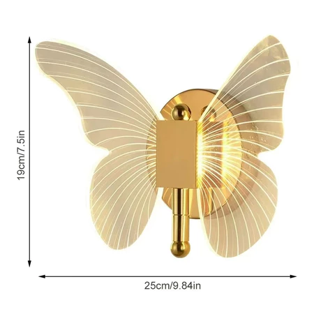 Arandela LED Borboleta Light Dourada